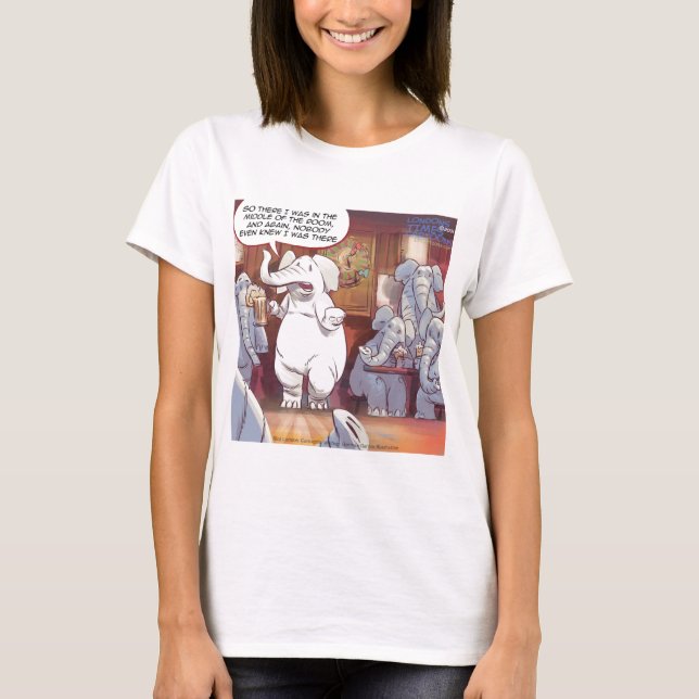 Funny White Elephant In The Room T-Shirt (Front)