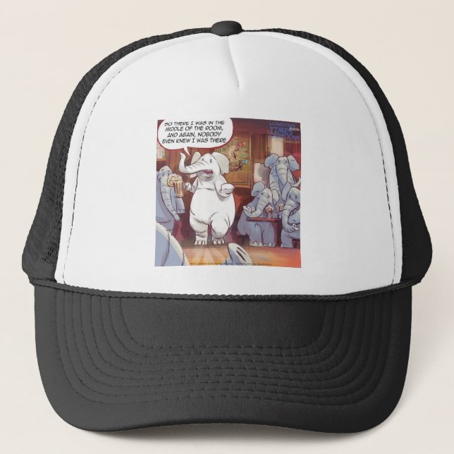 Funny White Elephant In The Room Trucker Hat (Front)