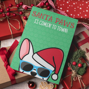 Funny White French Bulldog Santa Paws Christmas Card