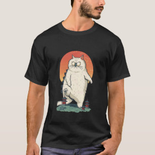 Funny White Grumpy Persian Catzilla Cat Vintage Ja T-Shirt
