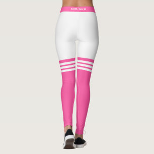 Funny White Leggings Faux Pink Over Knee Socks