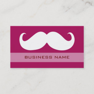 Funny White Moustache and Plain Red Business Card