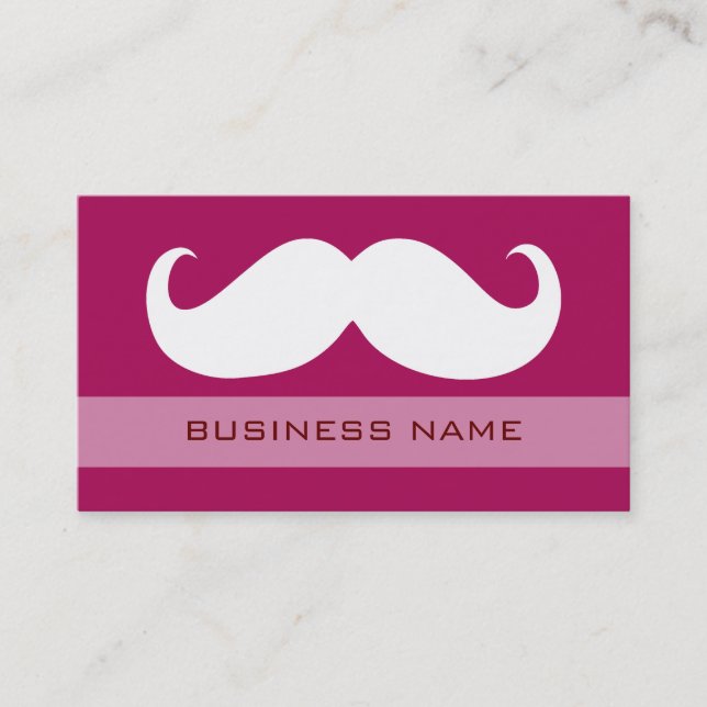 Funny White Moustache and Plain Red Business Card (Front)