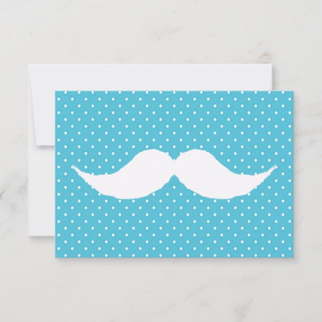 Funny White Moustache On Blue Polka Dots Pattern (Front)