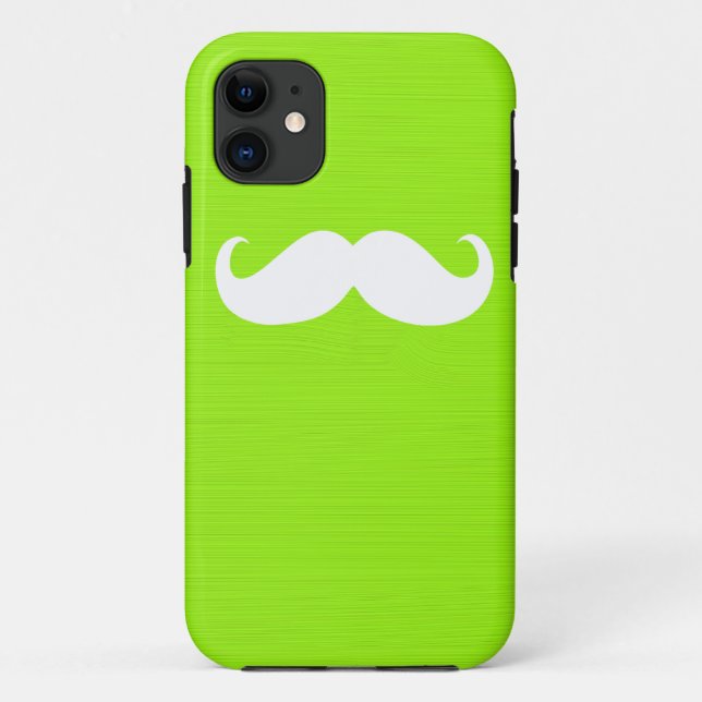 Funny White Moustache on Yellow Green Background Case-Mate iPhone Case (Back)
