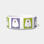 Funny White Pomeranian Cartoon Dog Cute Pommie Bowl<br><div class="desc">Funny White Pomeranian Food and Water Dish. An adorable dog bowl for your beloved pet Pommie. Fun design with fluffy white Pom. This cartoon dog drawing is based on a Pomeranian / Eskie mix dog named Baby. Visit Jenn's Doodle World for even more whimsical animal designs and fun dog lover's...</div>