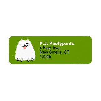 Funny White Pomeranian Cartoon Dog Return Address