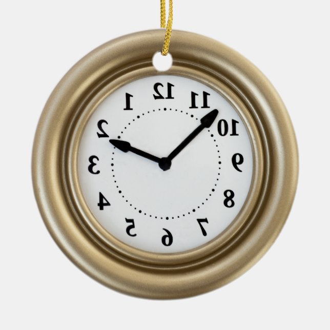 Funny white rabbit's clock ceramic tree decoration (Front)