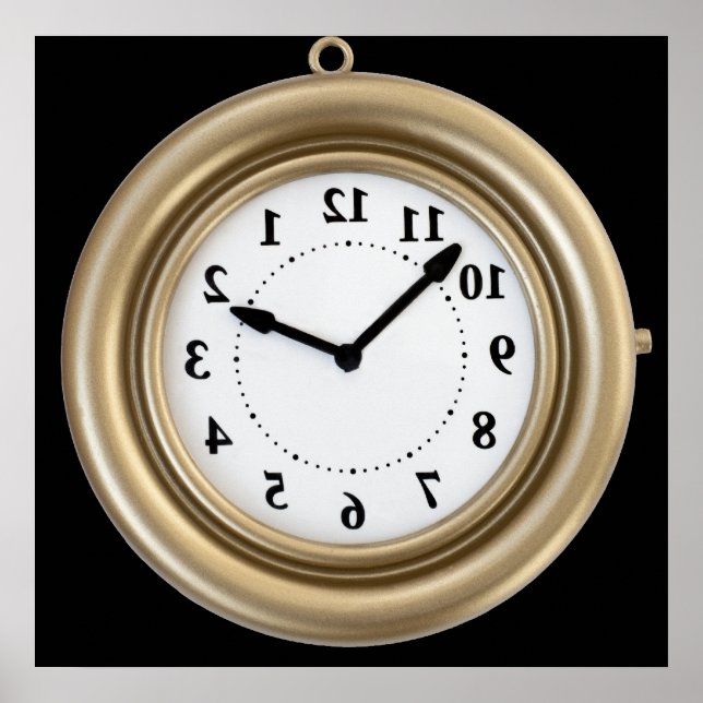 Funny white rabbit's clock poster (Front)