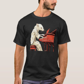 Funny white Rat loves Piano Costume for Boys and G T-Shirt