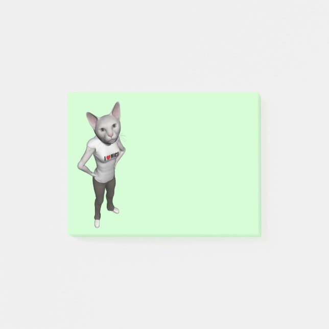 Funny White Siamese Cat Loves Mice Post-it Notes (Front)