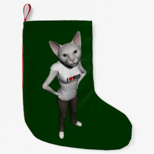 Funny White Siamese Cat Loves Mice Small Christmas Stocking