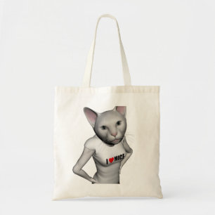 Funny White Siamese Cat Loves Mice Tote Bag