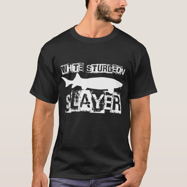 Funny White Sturgeon Fish Graphic Freshwater Fishi T-Shirt (Front)