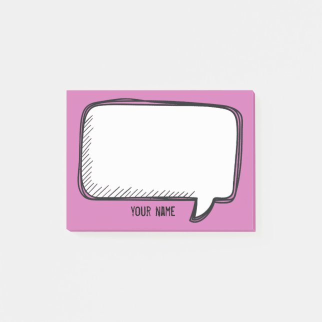 Funny White Talk Bubble Fuchsia Personalised Name  Post-it Notes (Front)
