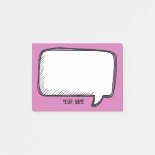 Funny White Talk Bubble Fuchsia Personalized Name  Post-it Notes