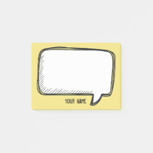 Funny White Talk Bubble  yellow  Personalised Name Post-it Notes