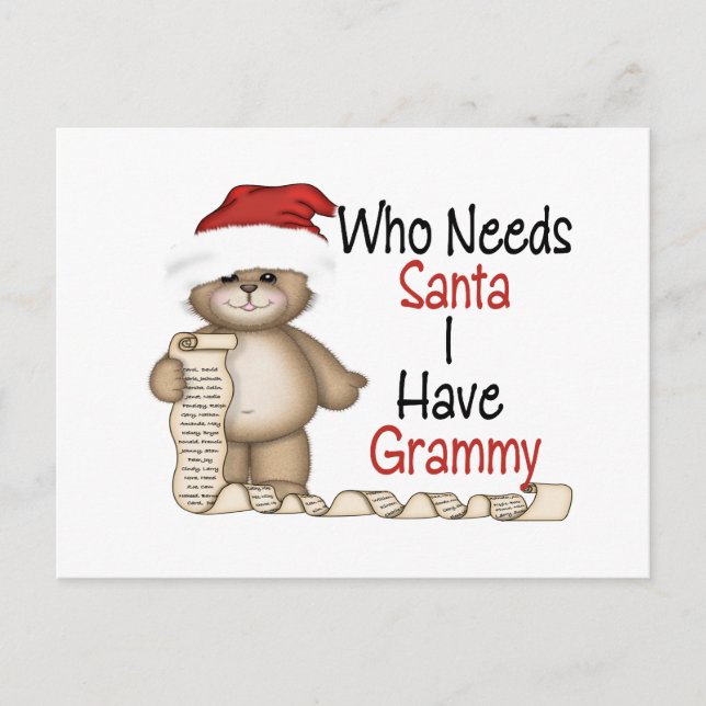 Funny Who Needs Santa Grammy Holiday Postcard (Front)
