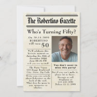 Funny Who's Turning Fifty Newspaper 50th Birthday