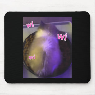 Funny Wi Wi Wi Cat Kitten Eating Meme Gen Z Humour Mouse Pad