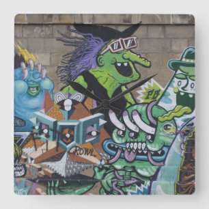 Funny Wicked Green Witch Square Wall Clock