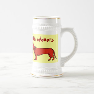 Funny wiener dog beer mug design