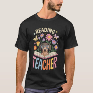 Funny Wiener Dog Reading Teacher T-Shirt