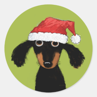Funny Wiener Dog Santa | Dachshund Christmas Xmas Classic Round Sticker