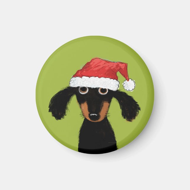 Funny Wiener Dog Santa Magnet (Front)
