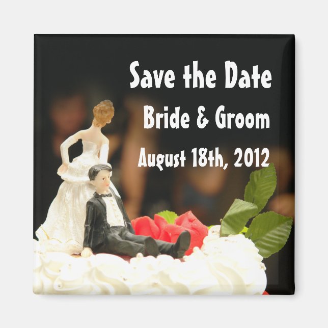 Funny Wife Dragging Husband Save the Date Magnet (Front)