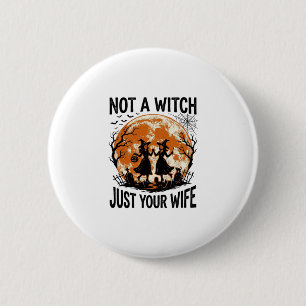 Funny Wife Halloween Vintage Witch Moon Design_1 6 Cm Round Badge