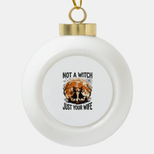 Funny Wife Halloween Vintage Witch Moon Design_1 Ceramic Ball Christmas Ornament