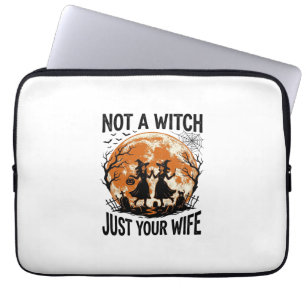 Funny Wife Halloween Vintage Witch Moon Design_1 Laptop Sleeve