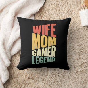Funny Wife Mum gamer word art  Cushion