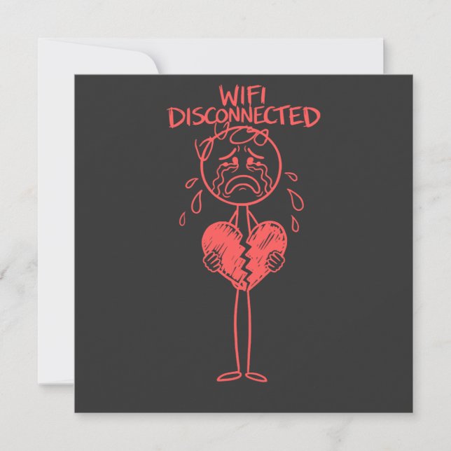 Funny Wifi Disconnected Broken Heart Gamer Meme Invitation (Front)
