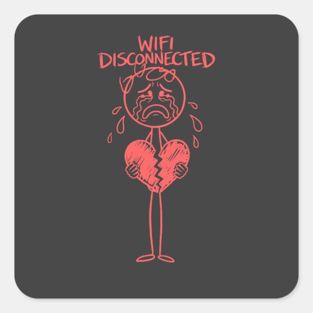 Funny Wifi Disconnected Broken Heart Gamer Meme Square Sticker (Front)