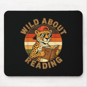 Funny wild about reading funny leopard book lover mouse pad