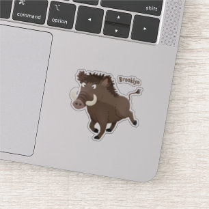 Funny wild boar razorback cartoon illustration
