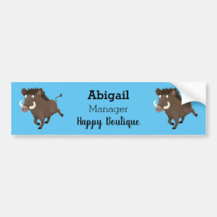 Funny wild boar razorback cartoon illustration bumper sticker
