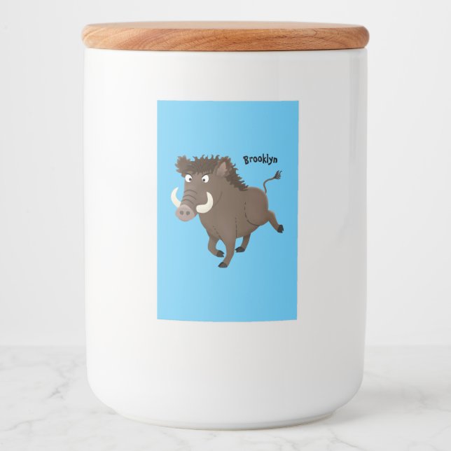 Funny wild boar razorback cartoon illustration  food label (Front)