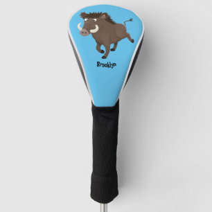 Funny wild boar razorback cartoon illustration golf head cover