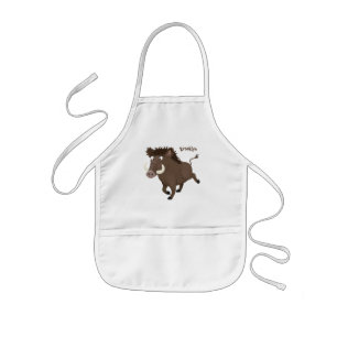 Funny wild boar razorback cartoon illustration kids apron