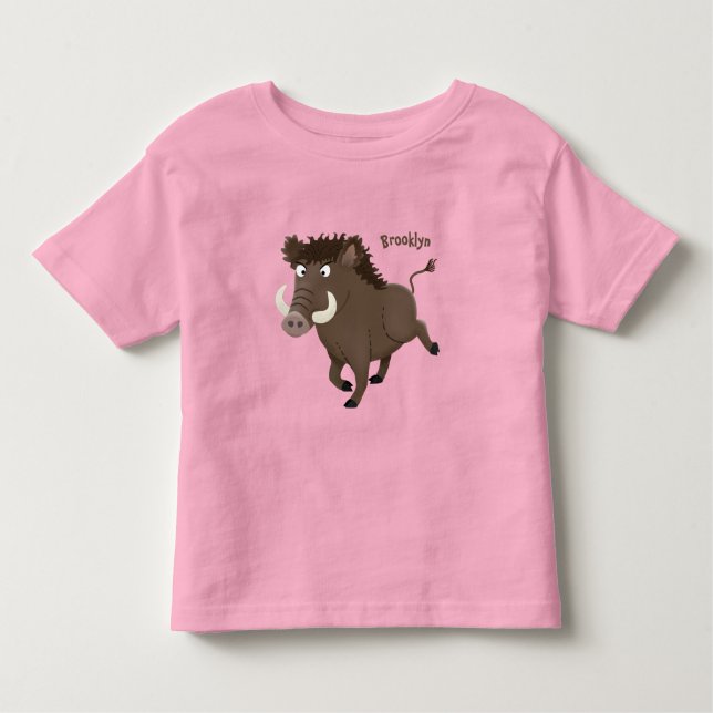 Funny wild boar razorback cartoon illustration toddler T-Shirt (Front)