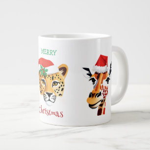 Funny wild Safari animals Santa Christmas Costume Large Coffee Mug
