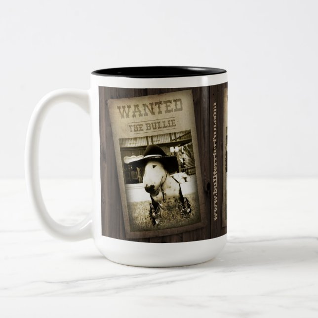Funny Wild West Bull Terrier Coffee Mug (Left)