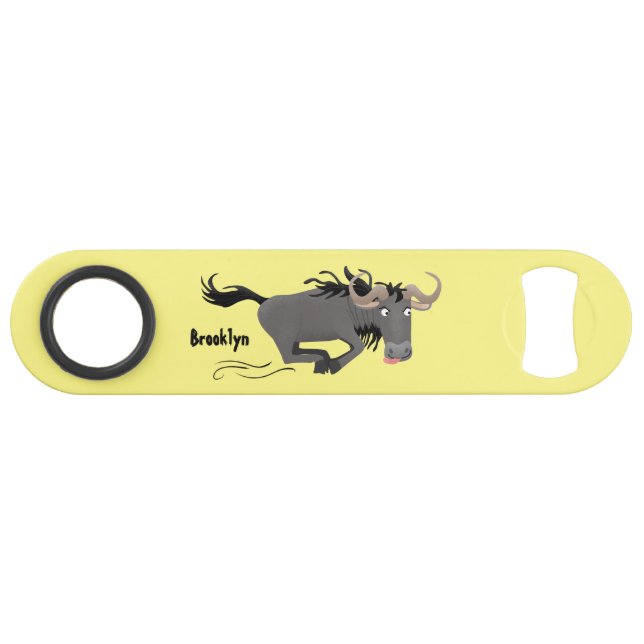 Funny wildebeest running cartoon illustration  (Front (Horizontal))