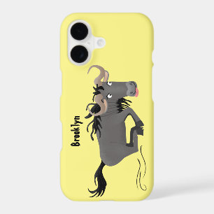Funny wildebeest running cartoon illustration