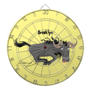 Funny wildebeest running cartoon illustration dartboard