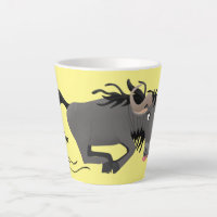 Funny wildebeest running cartoon illustration