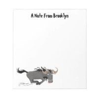 Funny wildebeest running cartoon illustration